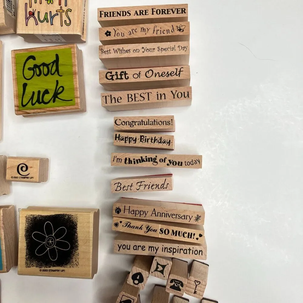 HUGE Lot Of Over 60 Miscellaneous Wooden Rubber Stamps Assorted
